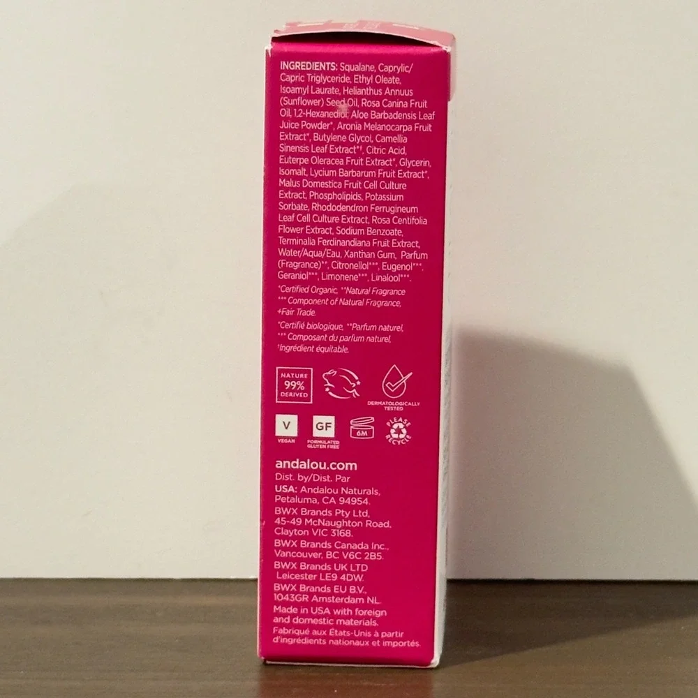 Andalou Naturals 1000 Roses Soothing Squalane Oil Sensitive Skin 1oz 30mL NEW
